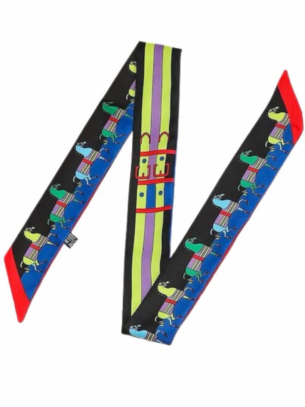 Multicolor Cartoon Dog Twilly Scarf - Unbranded